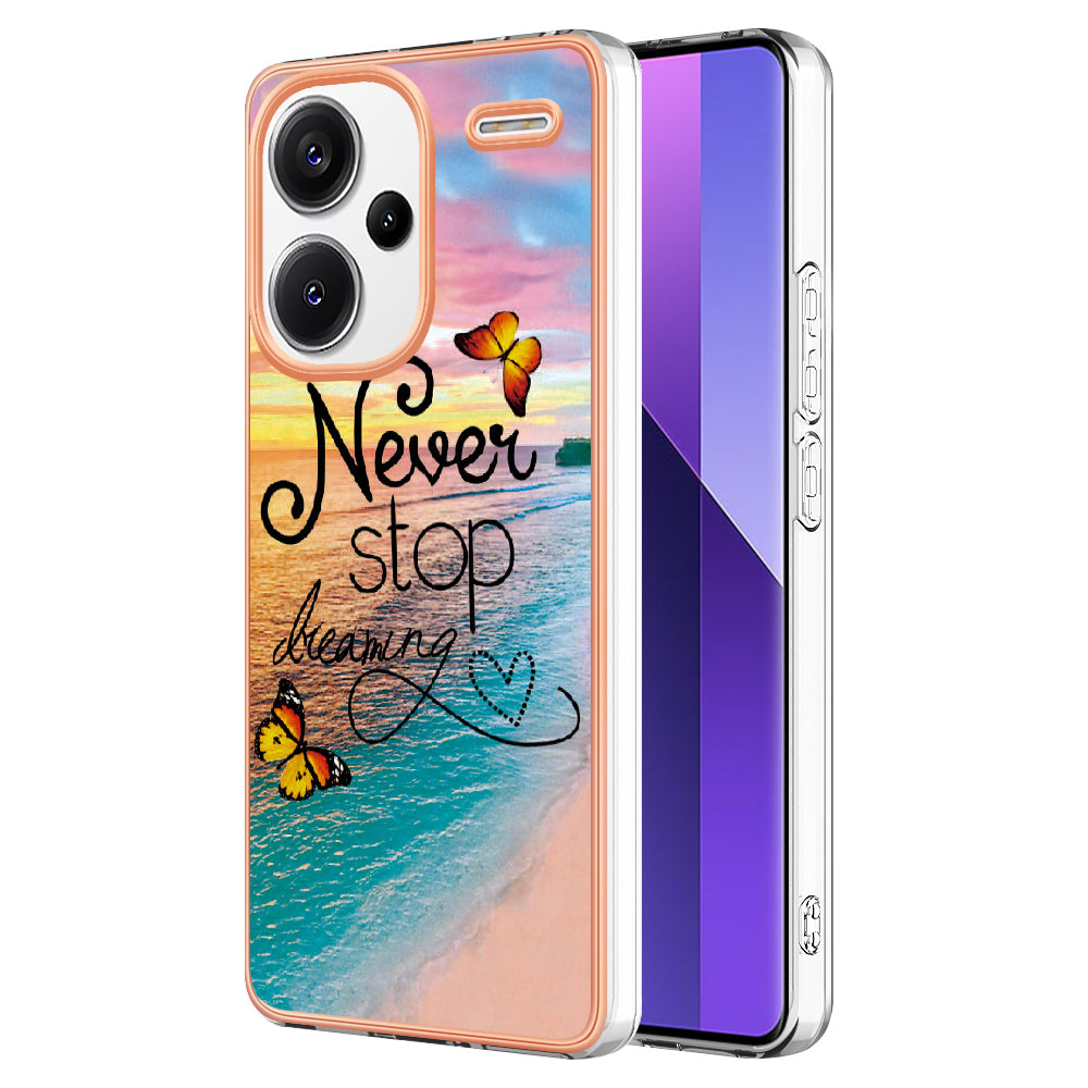 YB IMD Series-1 For Xiaomi Redmi Note 13 Pro+ 5G Phone Case Electroplating Soft TPU Cover - Never Stop Dreaming