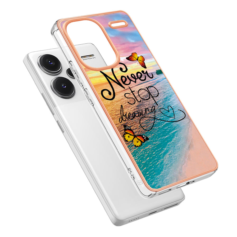 YB IMD Series-1 For Xiaomi Redmi Note 13 Pro+ 5G Phone Case Electroplating Soft TPU Cover - Never Stop Dreaming