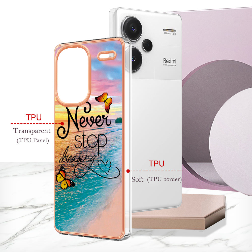 YB IMD Series-1 For Xiaomi Redmi Note 13 Pro+ 5G Phone Case Electroplating Soft TPU Cover - Never Stop Dreaming