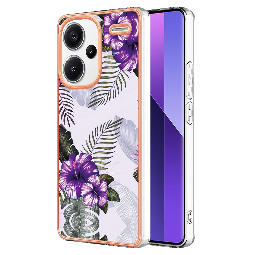 YB IMD Series-1 For Xiaomi Redmi Note 13 Pro+ 5G Phone Case Electroplating Soft TPU Cover - Purple Flower