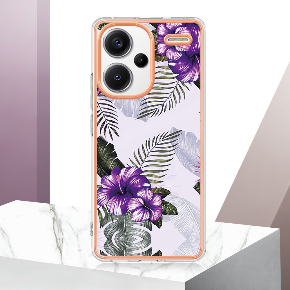 YB IMD Series-1 For Xiaomi Redmi Note 13 Pro+ 5G Phone Case Electroplating Soft TPU Cover - Purple Flower