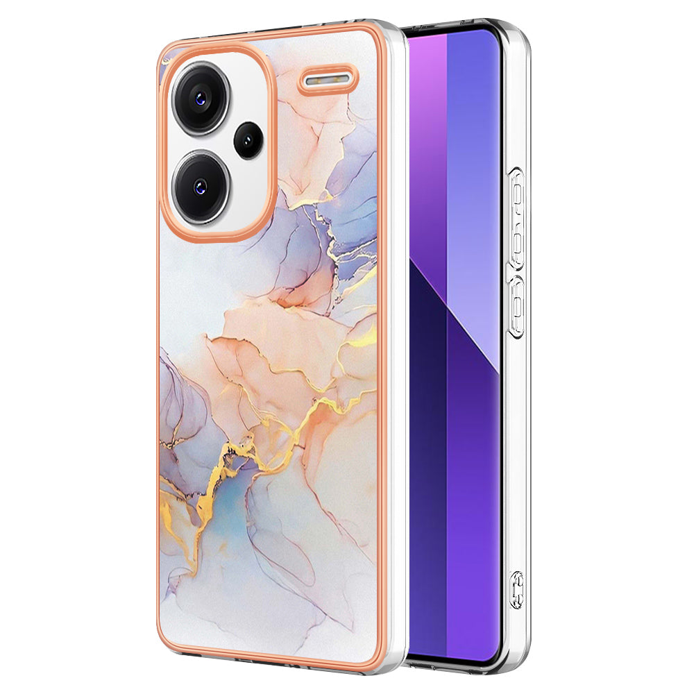 YB IMD Series-1 For Xiaomi Redmi Note 13 Pro+ 5G Phone Case Electroplating Soft TPU Cover - Milky Way Marble White