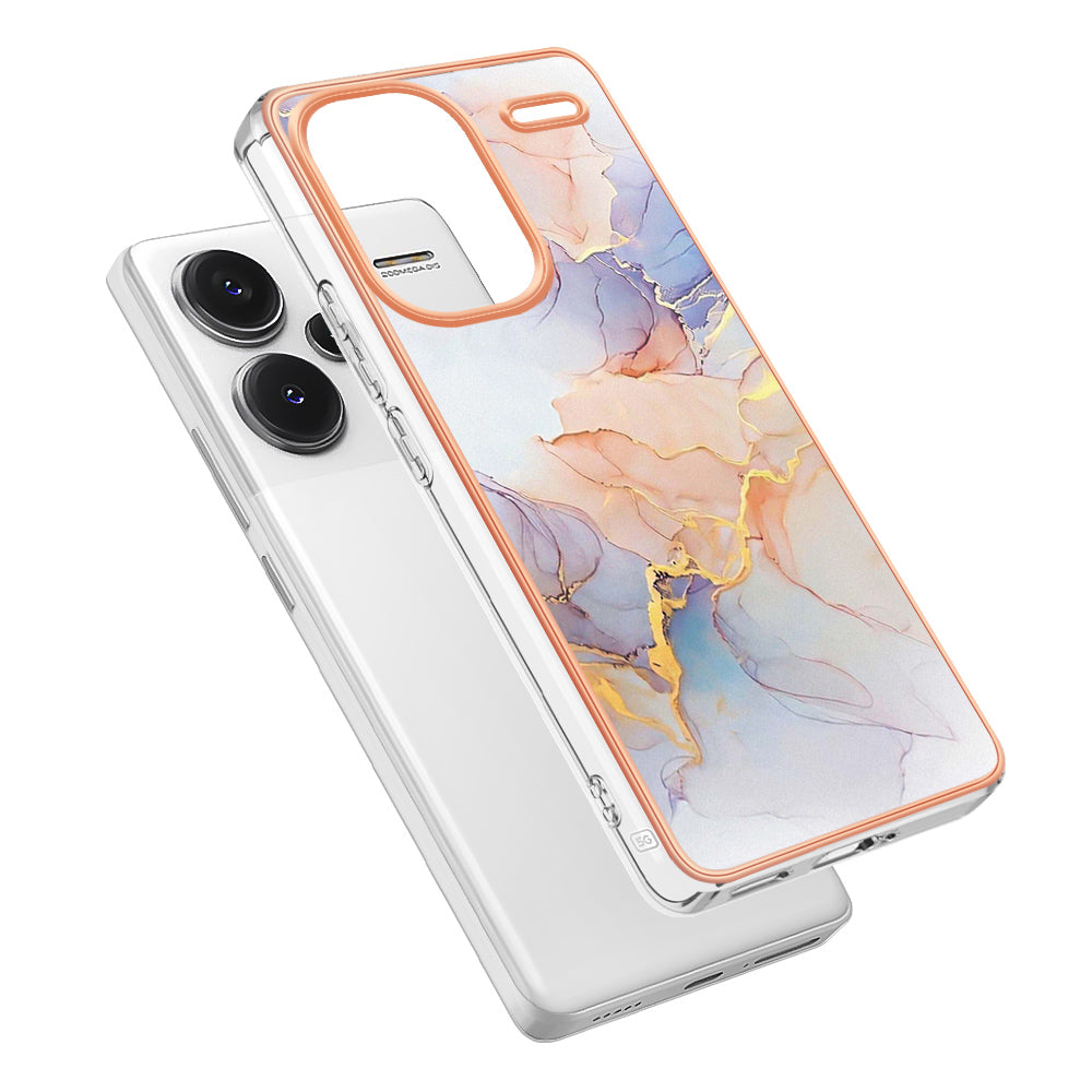 YB IMD Series-1 For Xiaomi Redmi Note 13 Pro+ 5G Phone Case Electroplating Soft TPU Cover - Milky Way Marble White