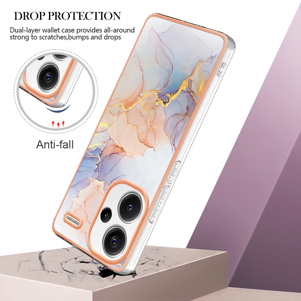 YB IMD Series-1 For Xiaomi Redmi Note 13 Pro+ 5G Phone Case Electroplating Soft TPU Cover - Milky Way Marble White