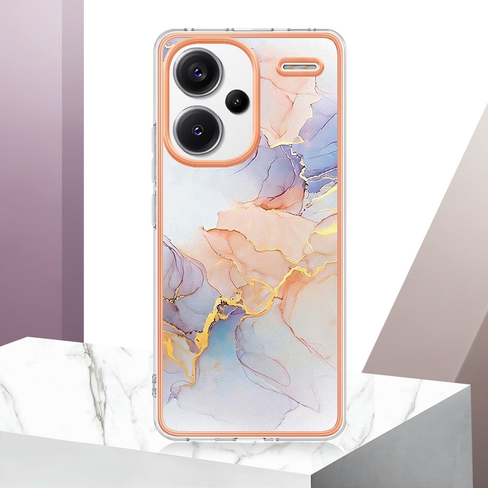 YB IMD Series-1 For Xiaomi Redmi Note 13 Pro+ 5G Phone Case Electroplating Soft TPU Cover - Milky Way Marble White