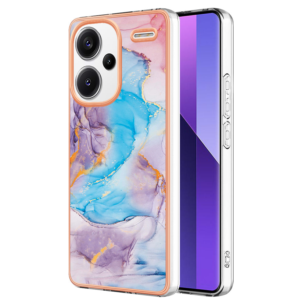 YB IMD Series-1 For Xiaomi Redmi Note 13 Pro+ 5G Phone Case Electroplating Soft TPU Cover - Milky Way Marble Blue