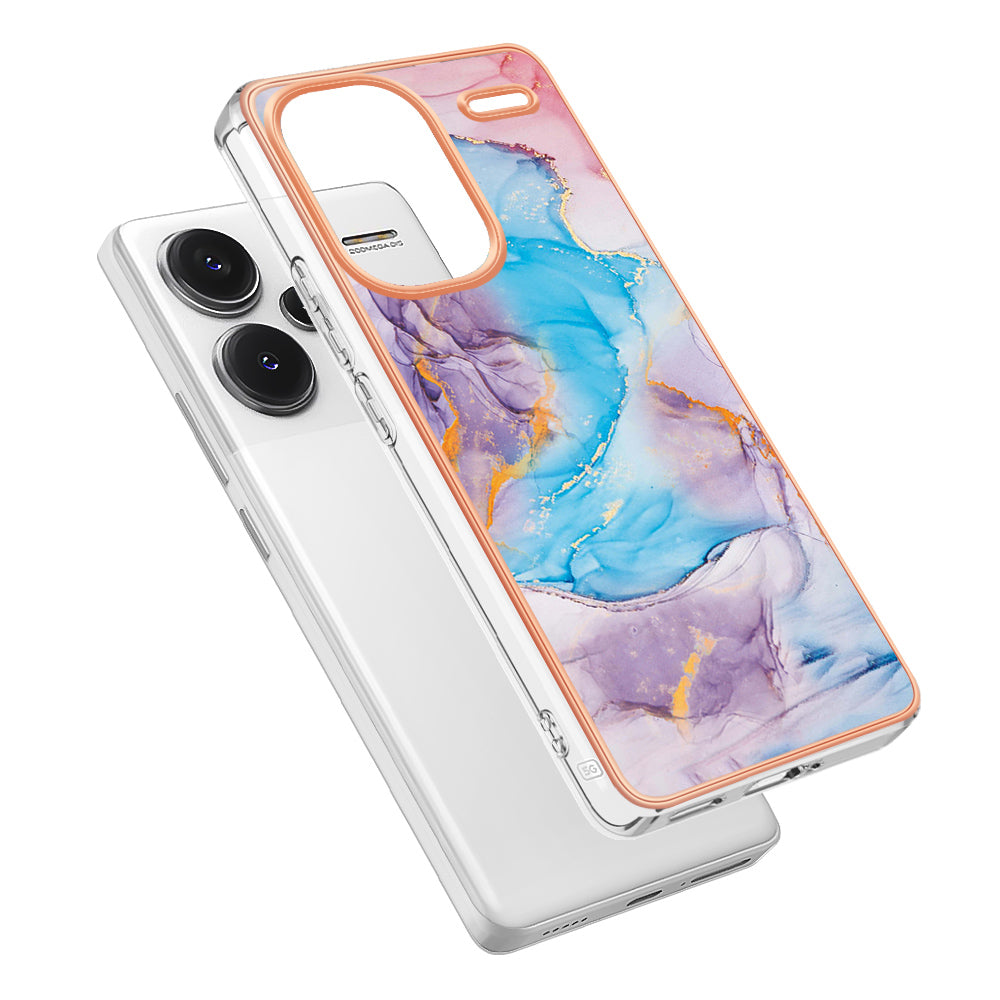 YB IMD Series-1 For Xiaomi Redmi Note 13 Pro+ 5G Phone Case Electroplating Soft TPU Cover - Milky Way Marble Blue