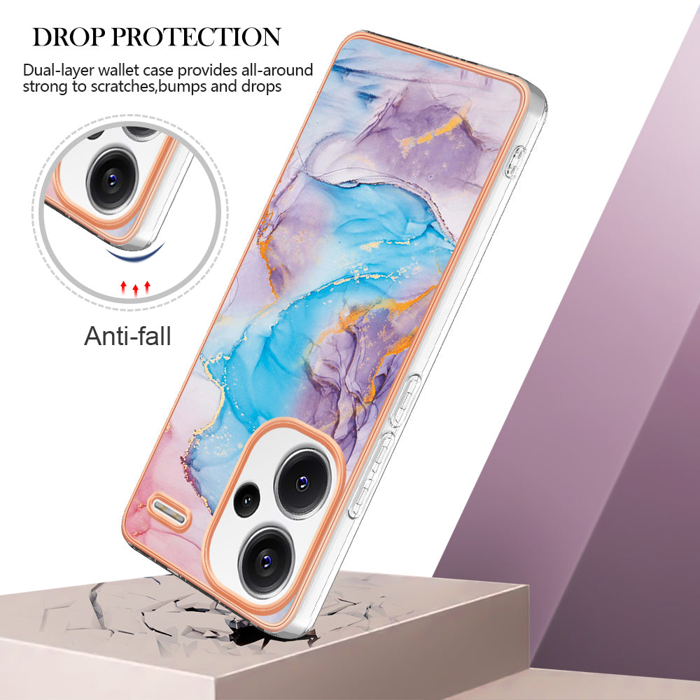 YB IMD Series-1 For Xiaomi Redmi Note 13 Pro+ 5G Phone Case Electroplating Soft TPU Cover - Milky Way Marble Blue