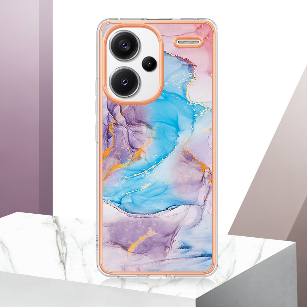 YB IMD Series-1 For Xiaomi Redmi Note 13 Pro+ 5G Phone Case Electroplating Soft TPU Cover - Milky Way Marble Blue