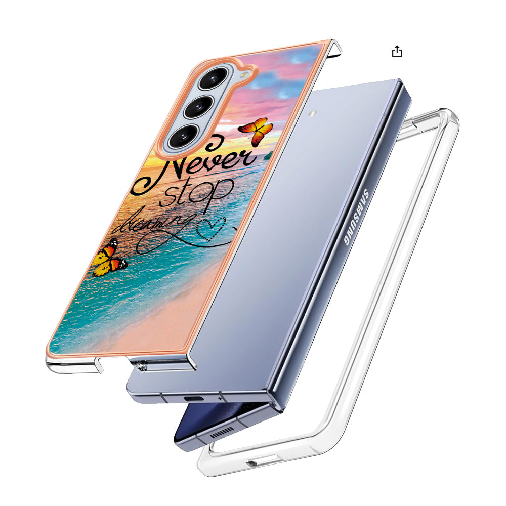 YB IMD Series-1 For Samsung Galaxy Z Fold5 5G Cell Phone Case Anti-scratch TPU Electroplating Cover - Never Stop Dreaming