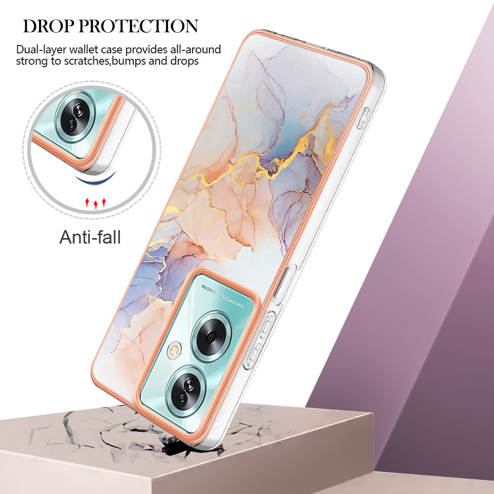 YB IMD Series-1 For Oppo A79 5G / A2 5G Electroplating Case Soft TPU Slim Phone Case - Milky Way Marble White