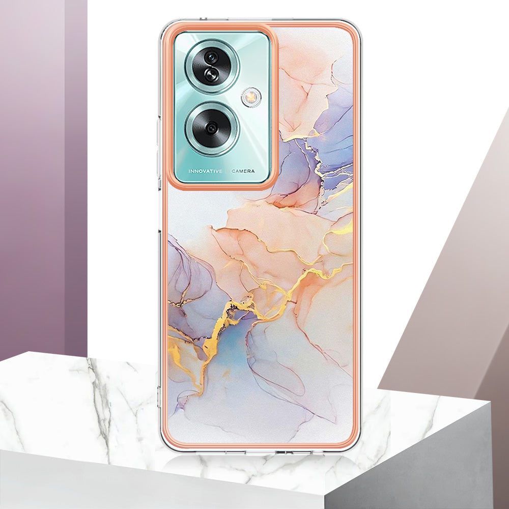 YB IMD Series-1 For Oppo A79 5G / A2 5G Electroplating Case Soft TPU Slim Phone Case - Milky Way Marble White