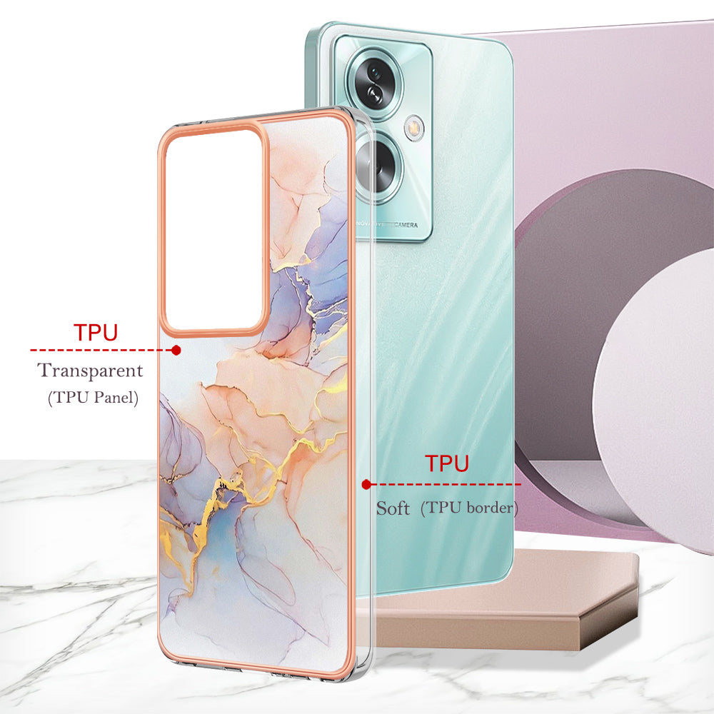 YB IMD Series-1 For Oppo A79 5G / A2 5G Electroplating Case Soft TPU Slim Phone Case - Milky Way Marble White