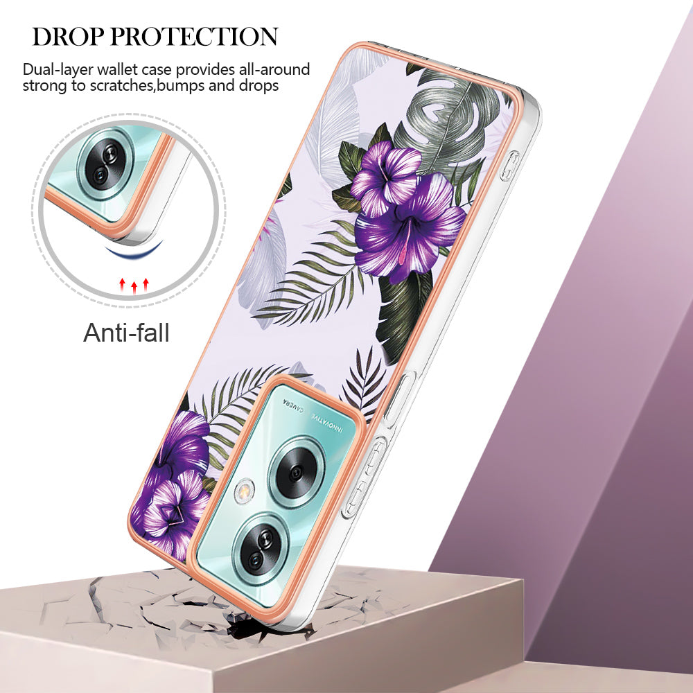 YB IMD Series-1 For Oppo A79 5G / A2 5G Electroplating Case Soft TPU Slim Phone Case - Purple Flower