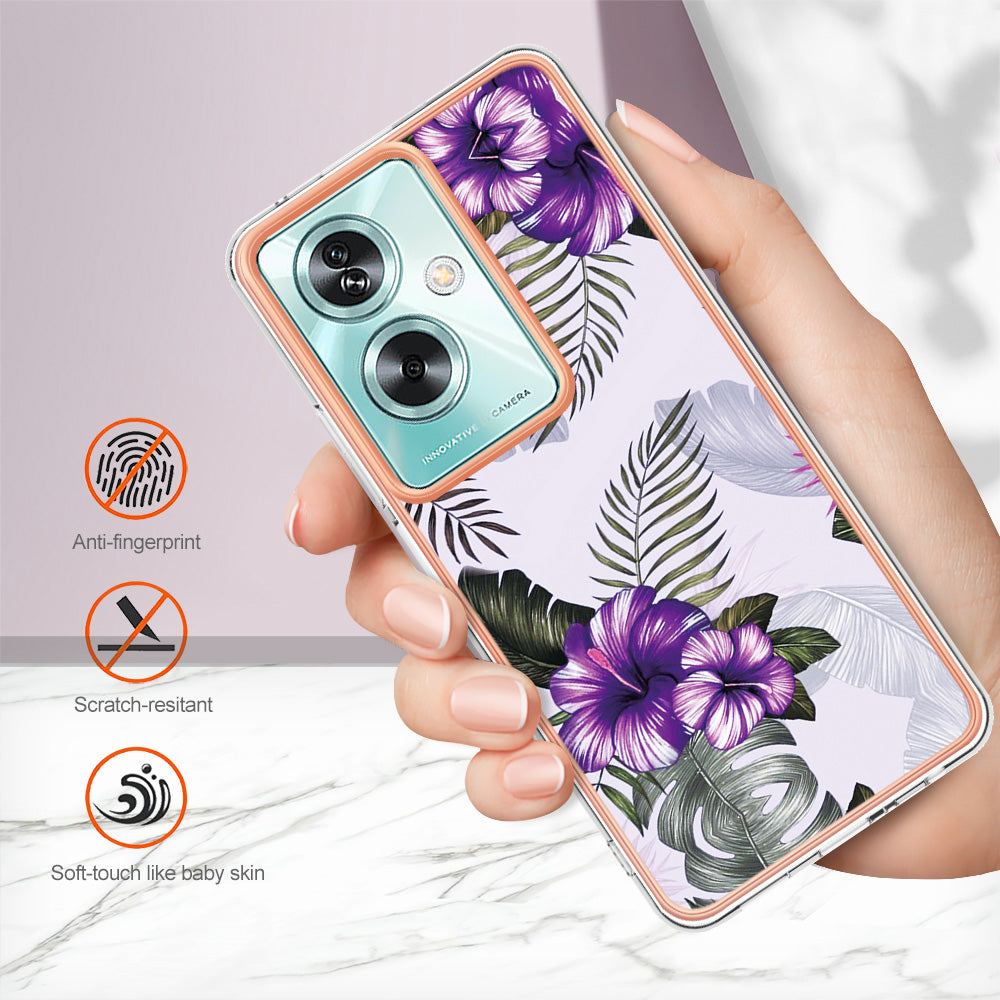 YB IMD Series-1 For Oppo A79 5G / A2 5G Electroplating Case Soft TPU Slim Phone Case - Purple Flower