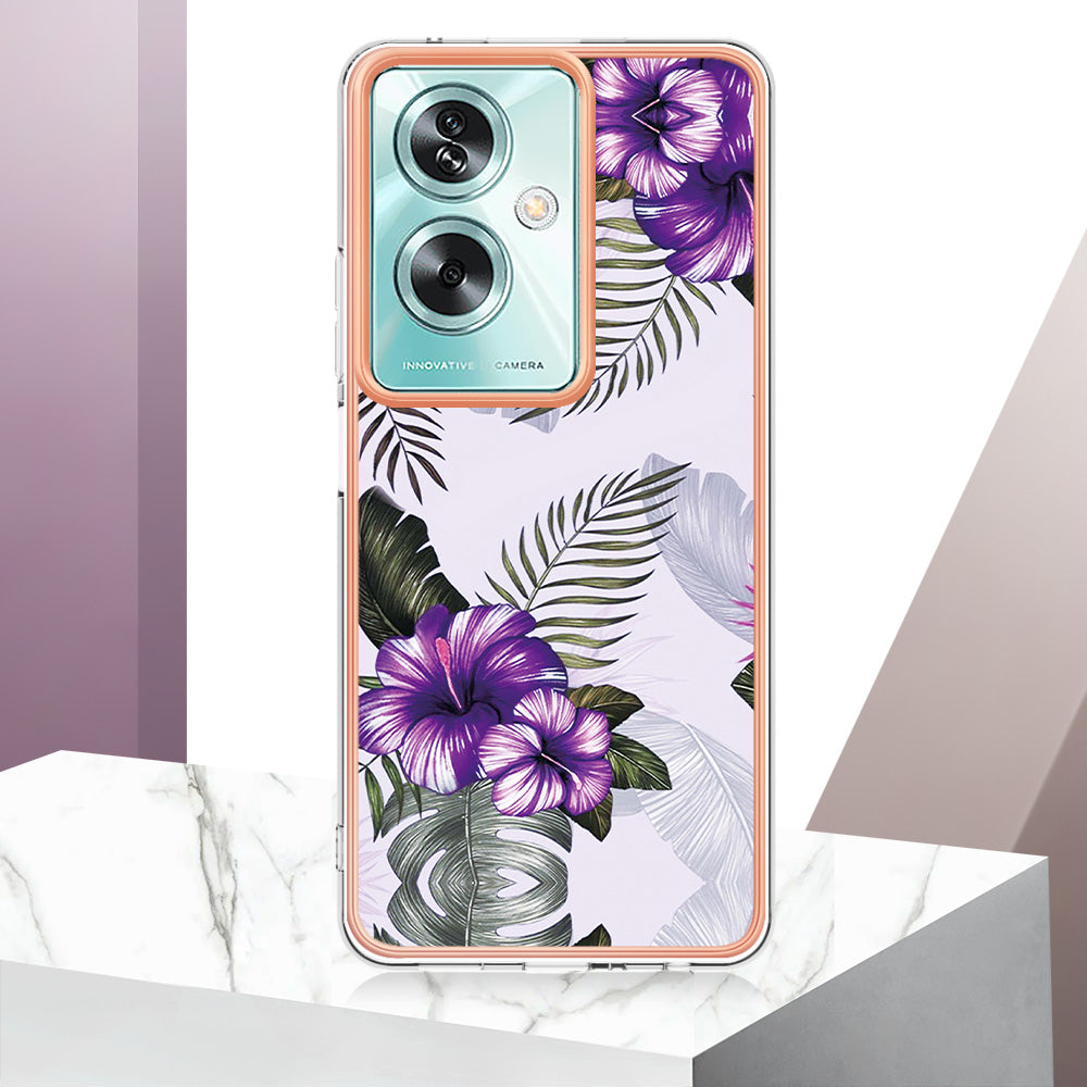 YB IMD Series-1 For Oppo A79 5G / A2 5G Electroplating Case Soft TPU Slim Phone Case - Purple Flower