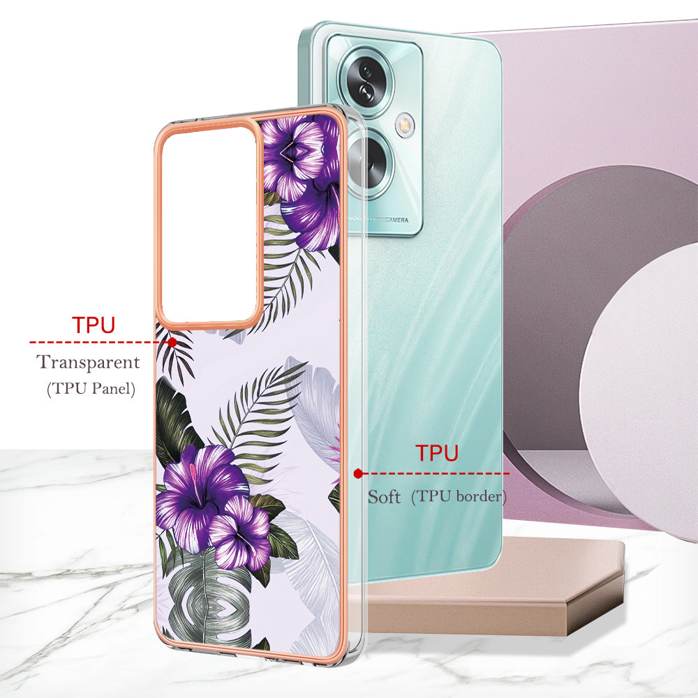 YB IMD Series-1 For Oppo A79 5G / A2 5G Electroplating Case Soft TPU Slim Phone Case - Purple Flower