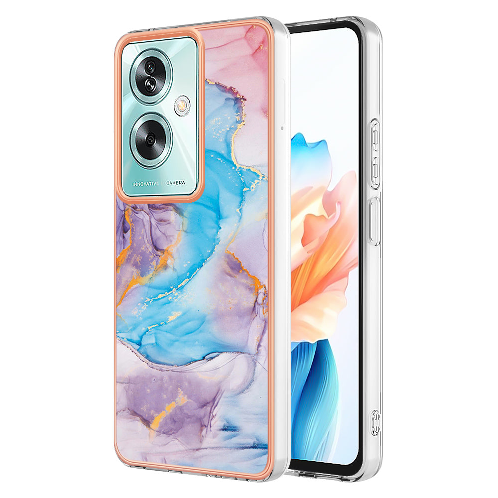YB IMD Series-1 For Oppo A79 5G / A2 5G Electroplating Case Soft TPU Slim Phone Case - Milky Way Marble Blue