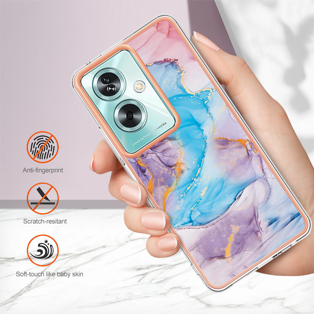 YB IMD Series-1 For Oppo A79 5G / A2 5G Electroplating Case Soft TPU Slim Phone Case - Milky Way Marble Blue
