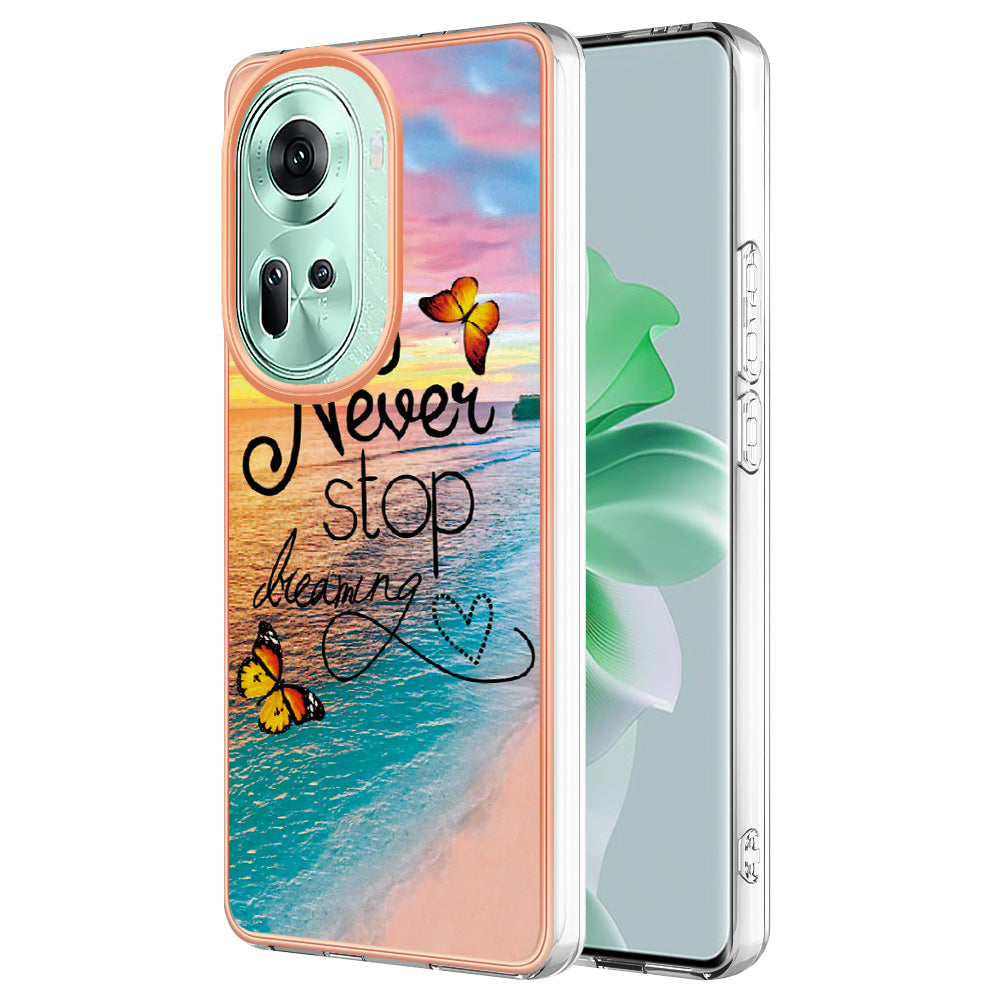 YB IMD Series-1 For Oppo Reno11 5G (Global) Case Electroplating Anti-Drop Soft TPU Phone Cover - Never Stop Dreaming