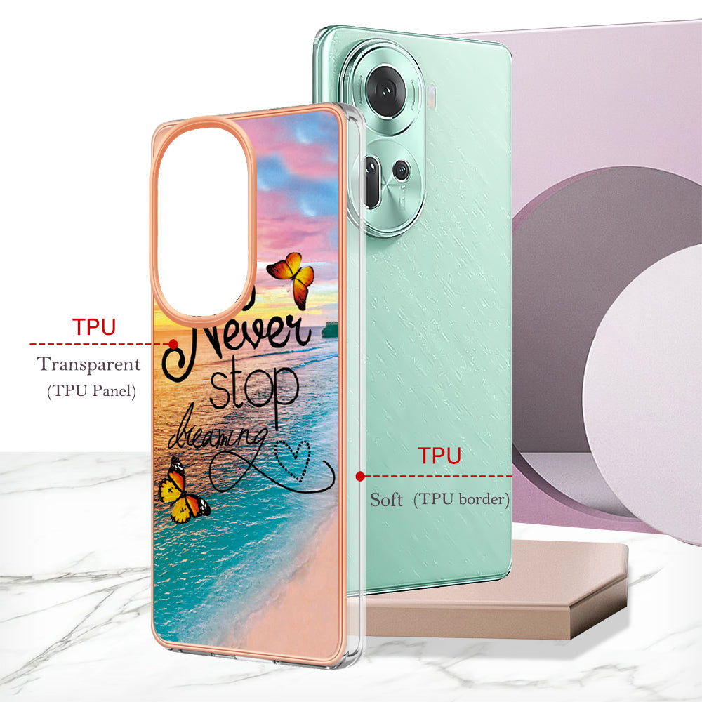 YB IMD Series-1 For Oppo Reno11 5G (Global) Case Electroplating Anti-Drop Soft TPU Phone Cover - Never Stop Dreaming
