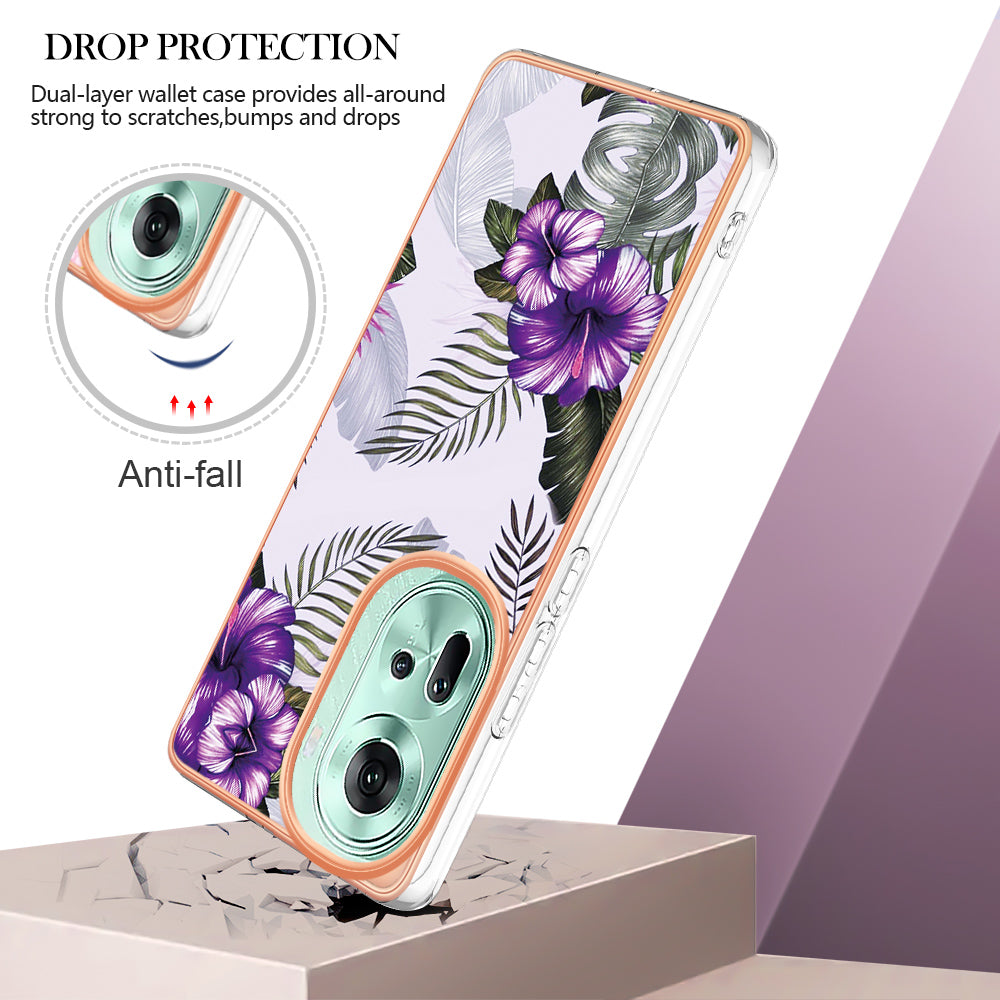 YB IMD Series-1 For Oppo Reno11 5G (Global) Case Electroplating Anti-Drop Soft TPU Phone Cover - Purple Flower