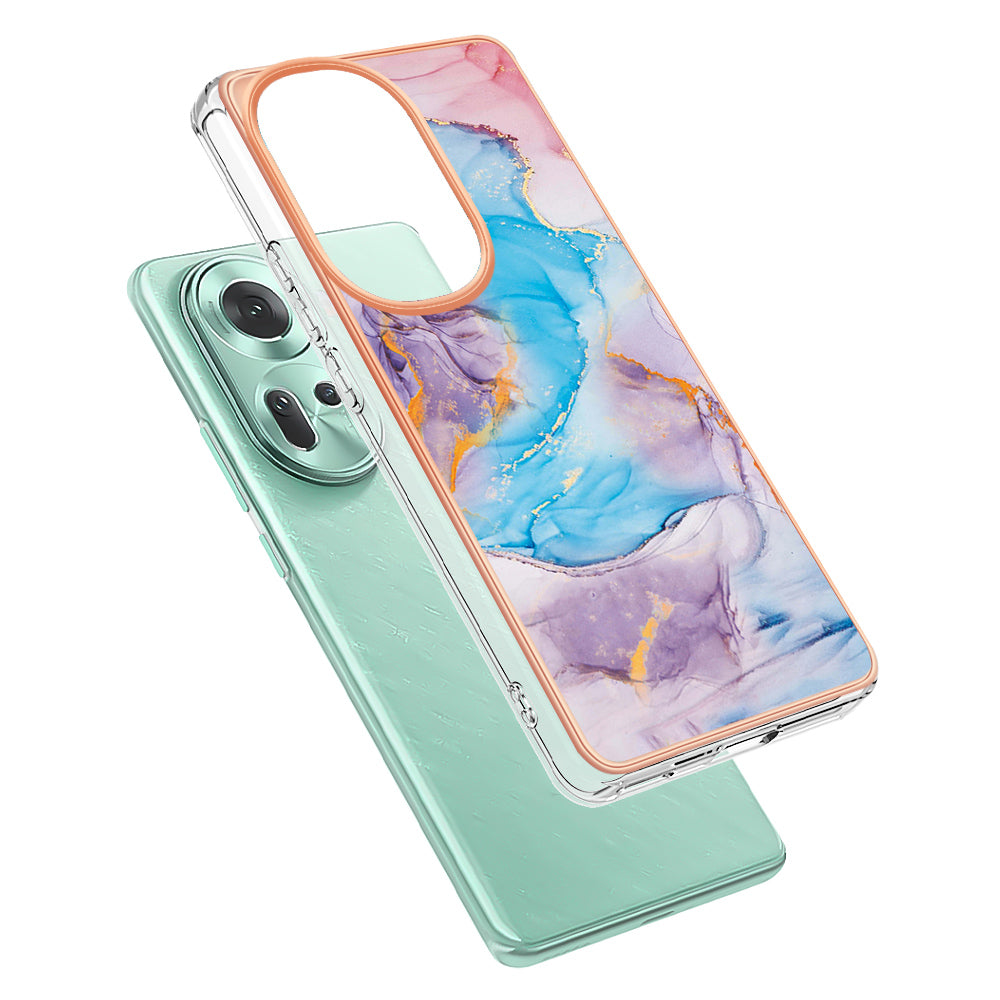 YB IMD Series-1 For Oppo Reno11 5G (Global) Case Electroplating Anti-Drop Soft TPU Phone Cover - Milky Way Marble Blue