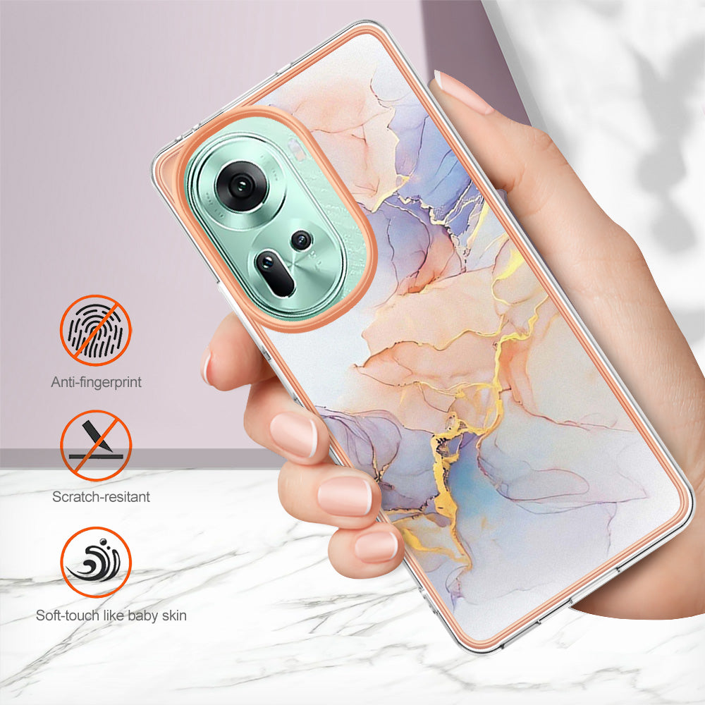 YB IMD Series-1 For Oppo Reno11 5G (Global) Case Electroplating Anti-Drop Soft TPU Phone Cover - Milky Way Marble White