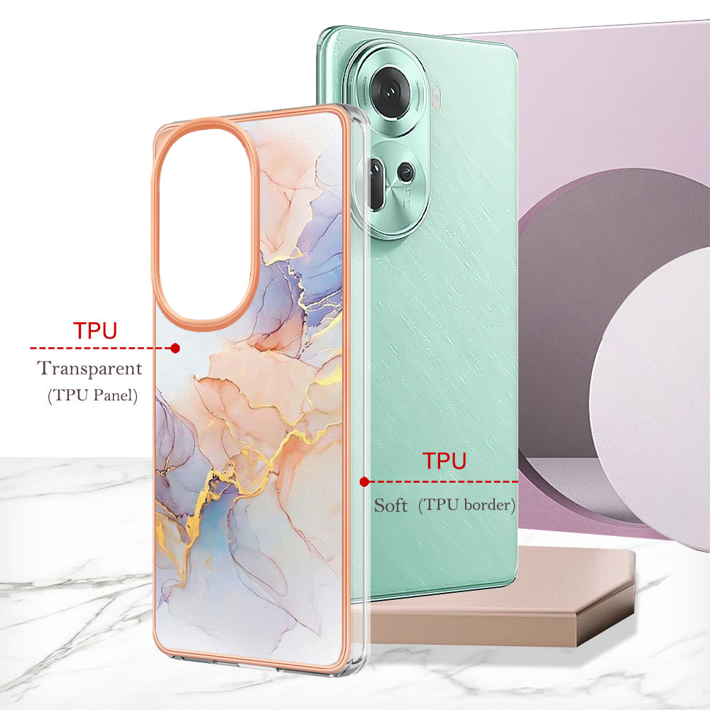 YB IMD Series-1 For Oppo Reno11 5G (Global) Case Electroplating Anti-Drop Soft TPU Phone Cover - Milky Way Marble White