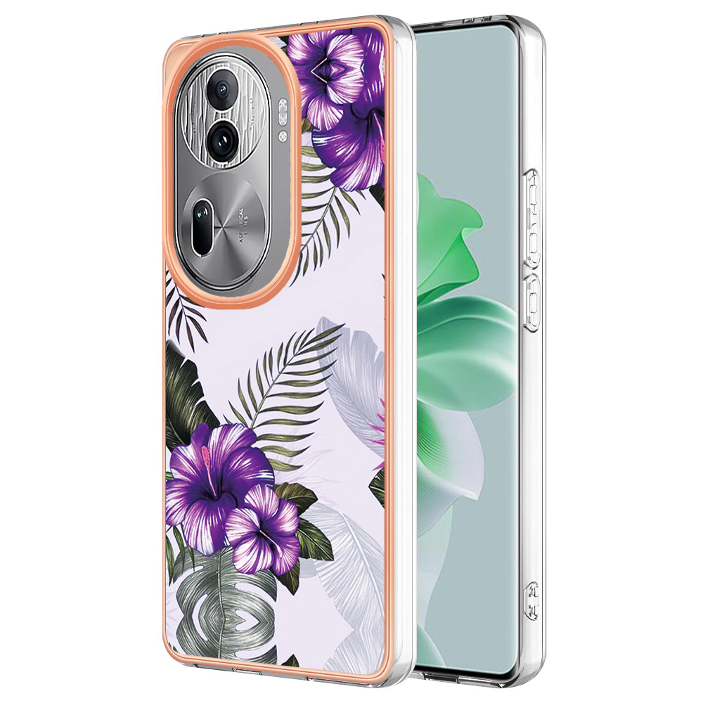 YB IMD Series-1 For Oppo Reno11 Pro 5G (Global) Case Electroplating Anti-Drop TPU Phone Cover - Purple Flower