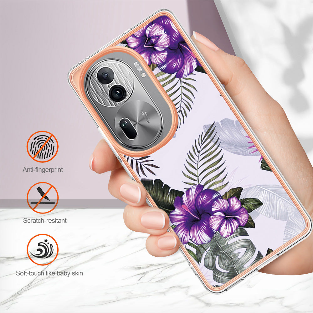 YB IMD Series-1 For Oppo Reno11 Pro 5G (Global) Case Electroplating Anti-Drop TPU Phone Cover - Purple Flower