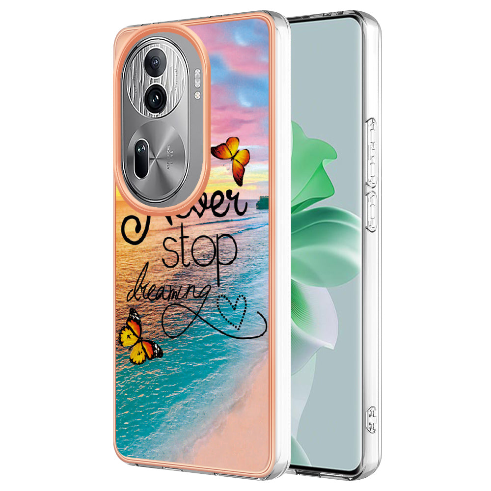 YB IMD Series-1 For Oppo Reno11 Pro 5G (Global) Case Electroplating Anti-Drop TPU Phone Cover - Never Stop Dreaming