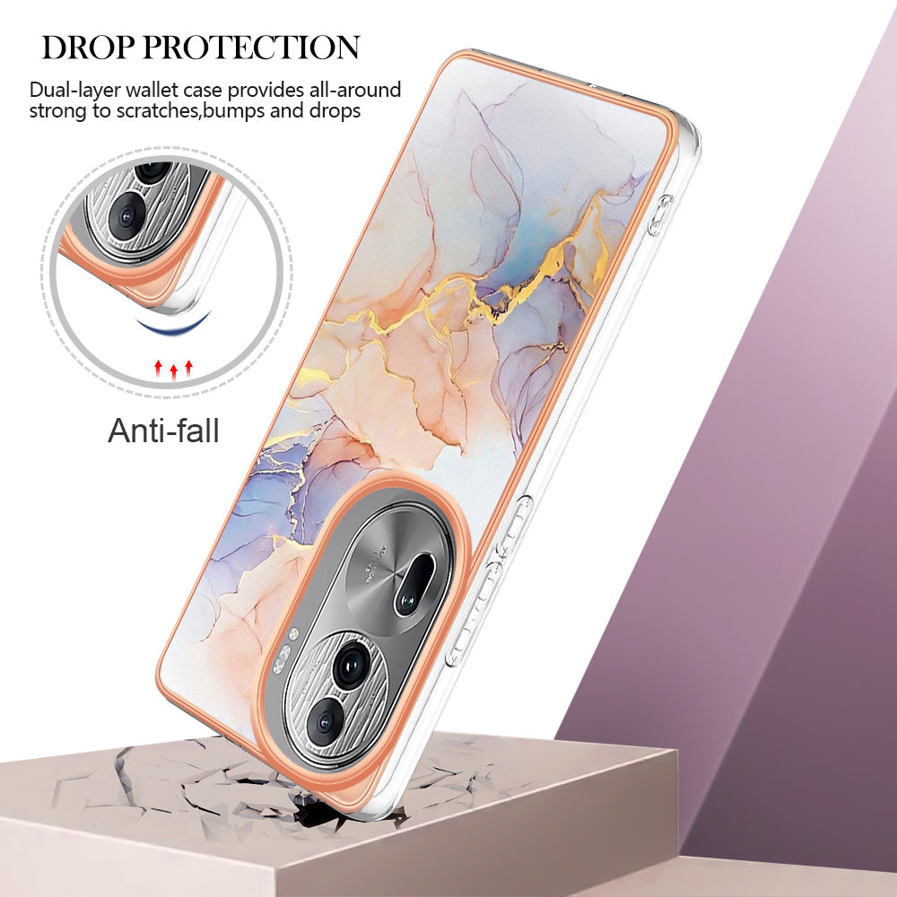 YB IMD Series-1 For Oppo Reno11 Pro 5G (Global) Case Electroplating Anti-Drop TPU Phone Cover - Milky Way Marble White