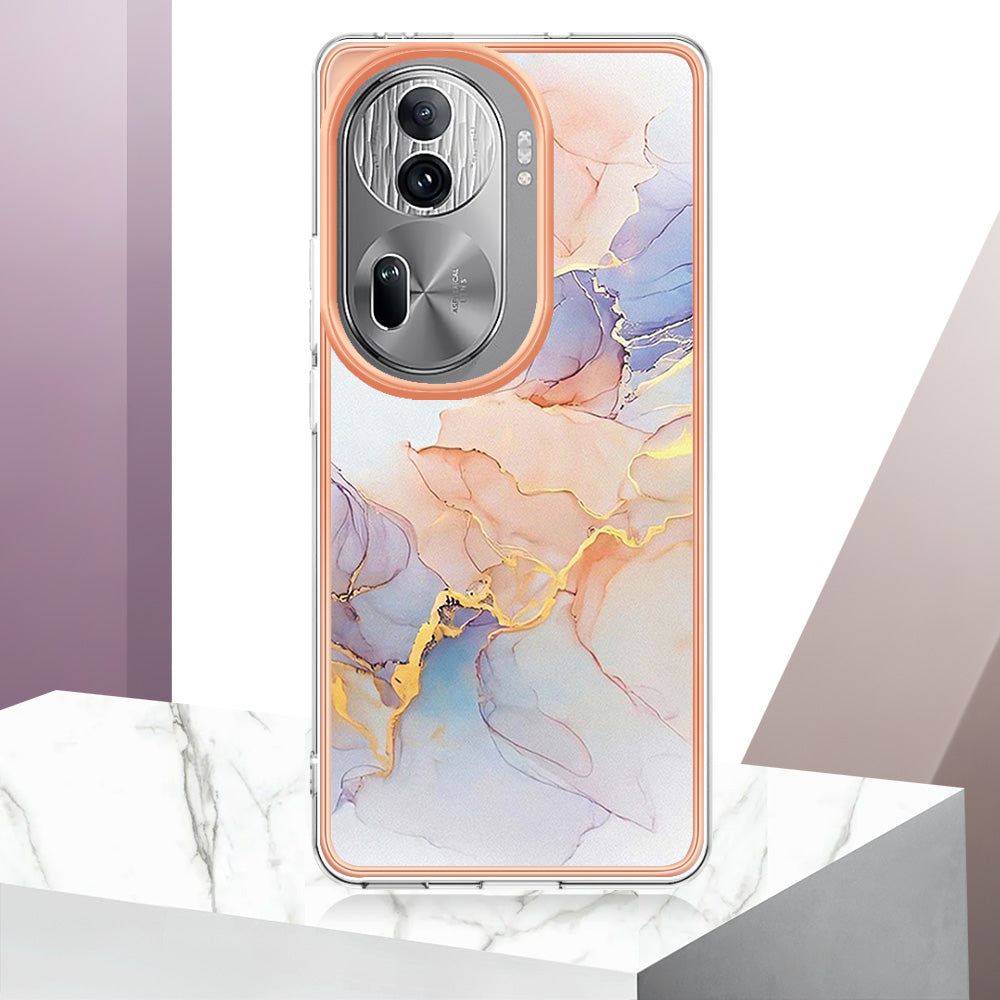 YB IMD Series-1 For Oppo Reno11 Pro 5G (Global) Case Electroplating Anti-Drop TPU Phone Cover - Milky Way Marble White