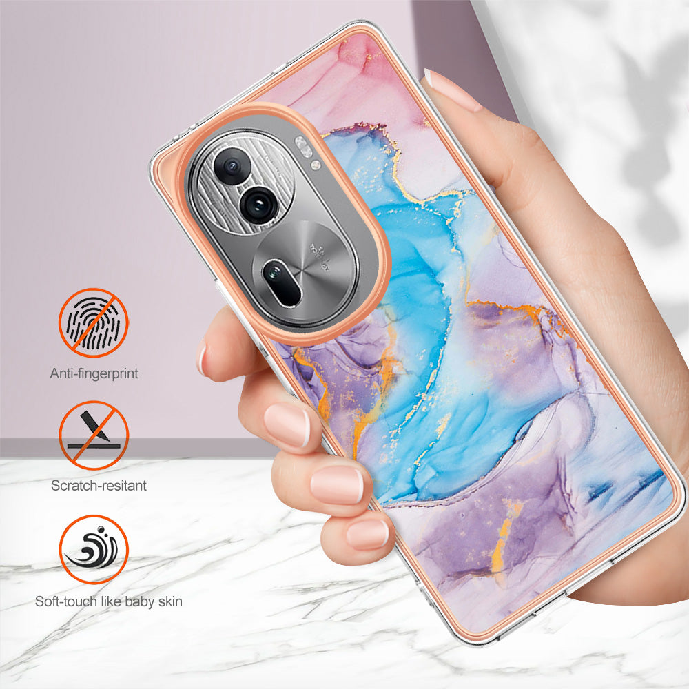 YB IMD Series-1 For Oppo Reno11 Pro 5G (Global) Case Electroplating Anti-Drop TPU Phone Cover - Milky Way Marble Blue