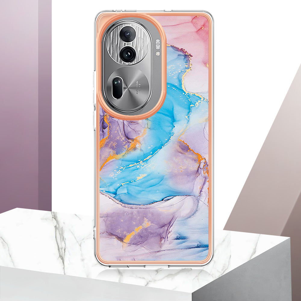 YB IMD Series-1 For Oppo Reno11 Pro 5G (Global) Case Electroplating Anti-Drop TPU Phone Cover - Milky Way Marble Blue