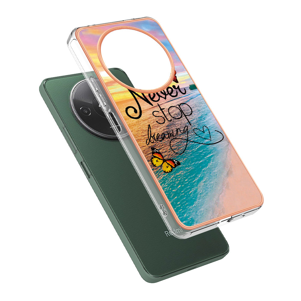 YB IMD Series-1 For Xiaomi Redmi A3 / Poco C61 4G Shockproof Case Electroplating TPU Phone Cover - Never Stop Dreaming