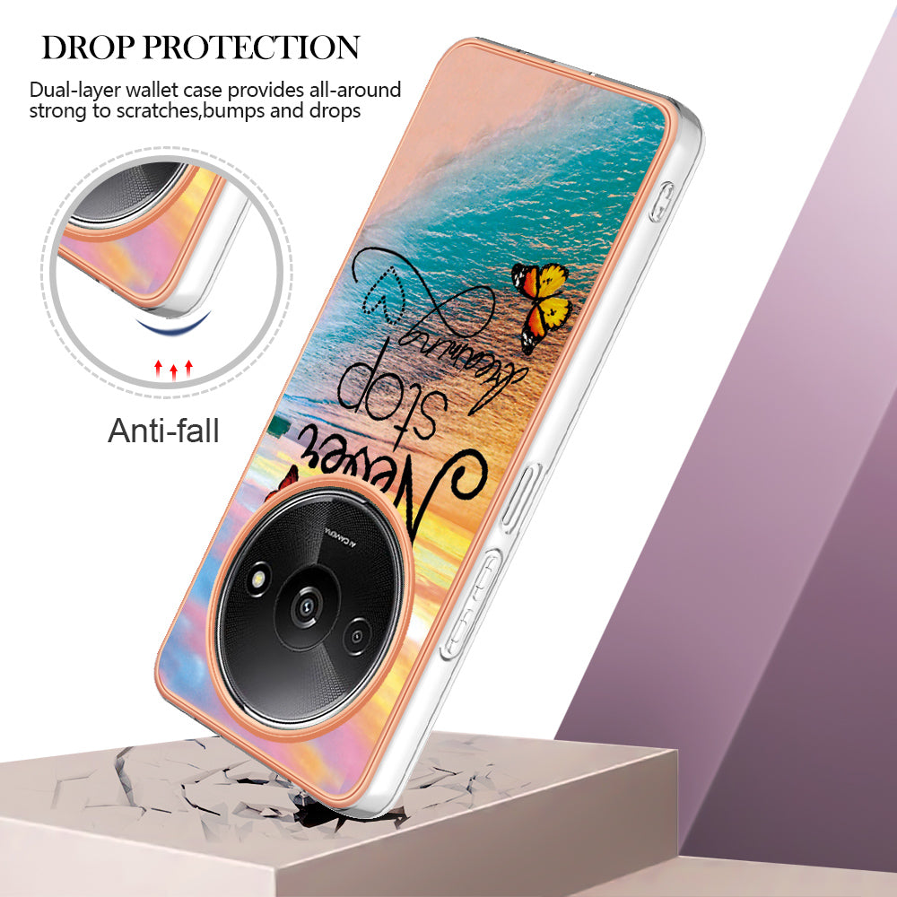 YB IMD Series-1 For Xiaomi Redmi A3 / Poco C61 4G Shockproof Case Electroplating TPU Phone Cover - Never Stop Dreaming