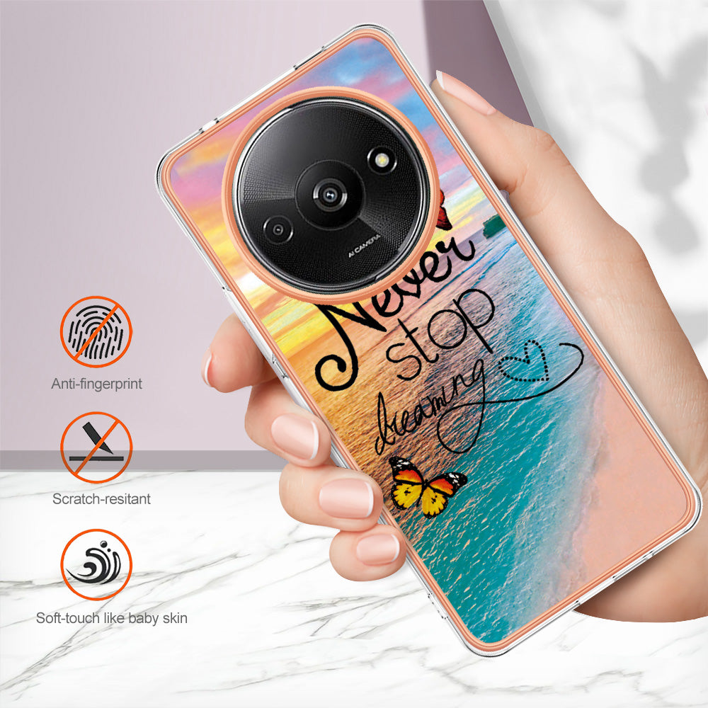 YB IMD Series-1 For Xiaomi Redmi A3 / Poco C61 4G Shockproof Case Electroplating TPU Phone Cover - Never Stop Dreaming