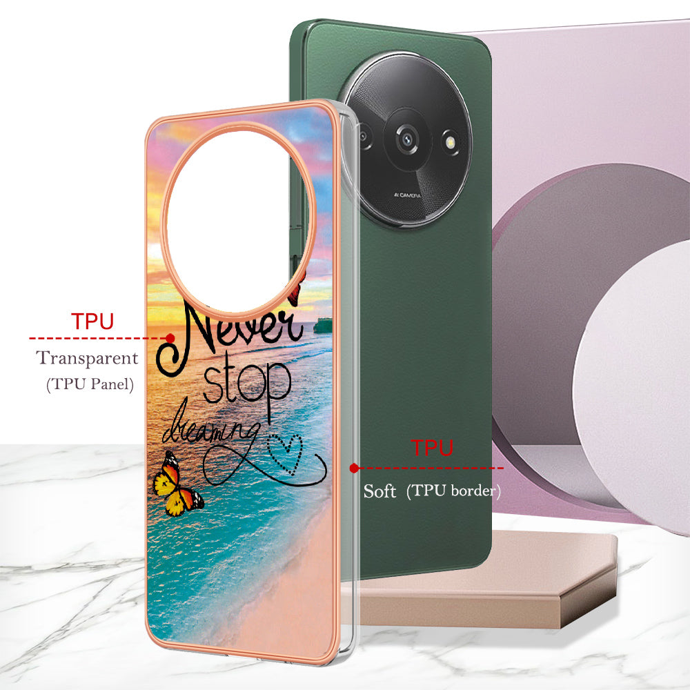 YB IMD Series-1 For Xiaomi Redmi A3 / Poco C61 4G Shockproof Case Electroplating TPU Phone Cover - Never Stop Dreaming