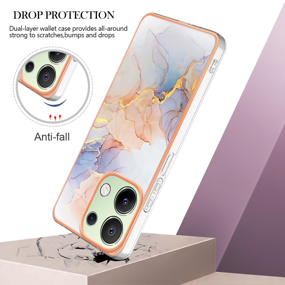 YB IMD Series-1 For Xiaomi Redmi Note 13 4G Case Electroplated Protective TPU Phone Cover - Milky Way Marble White