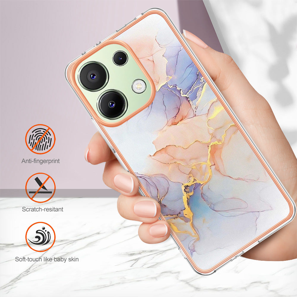 YB IMD Series-1 For Xiaomi Redmi Note 13 4G Case Electroplated Protective TPU Phone Cover - Milky Way Marble White