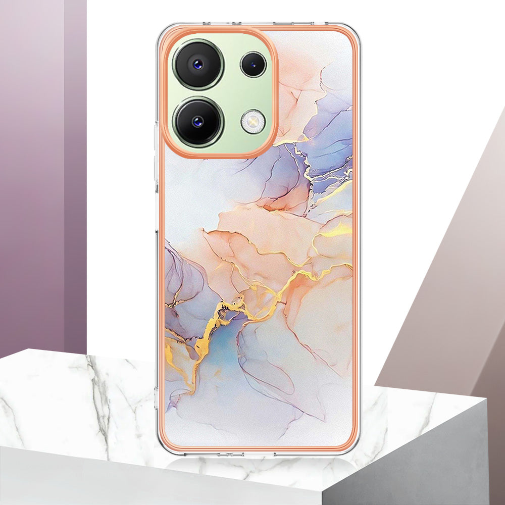 YB IMD Series-1 For Xiaomi Redmi Note 13 4G Case Electroplated Protective TPU Phone Cover - Milky Way Marble White