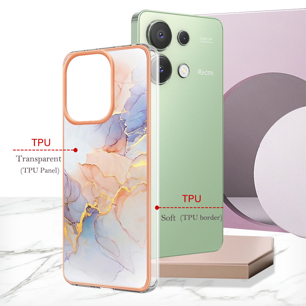 YB IMD Series-1 For Xiaomi Redmi Note 13 4G Case Electroplated Protective TPU Phone Cover - Milky Way Marble White