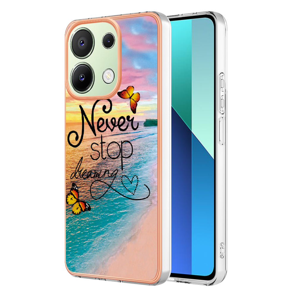 YB IMD Series-1 For Xiaomi Redmi Note 13 4G Case Electroplated Protective TPU Phone Cover - Never Stop Dreaming