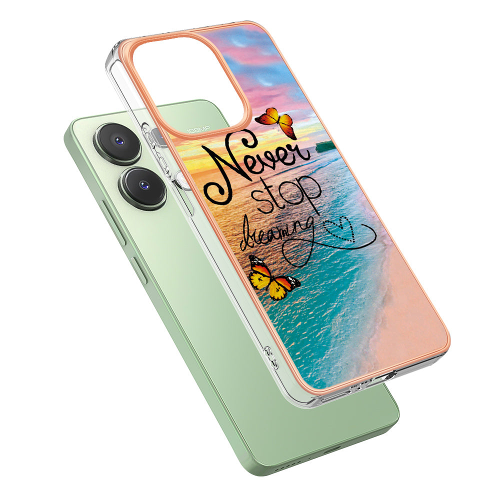 YB IMD Series-1 For Xiaomi Redmi Note 13 4G Case Electroplated Protective TPU Phone Cover - Never Stop Dreaming