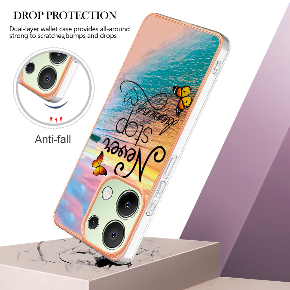 YB IMD Series-1 For Xiaomi Redmi Note 13 4G Case Electroplated Protective TPU Phone Cover - Never Stop Dreaming