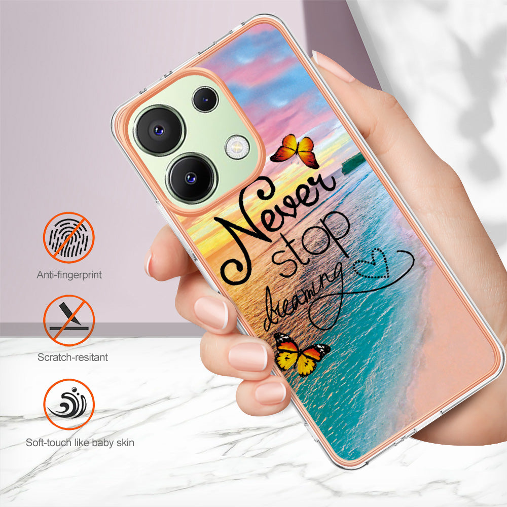 YB IMD Series-1 For Xiaomi Redmi Note 13 4G Case Electroplated Protective TPU Phone Cover - Never Stop Dreaming