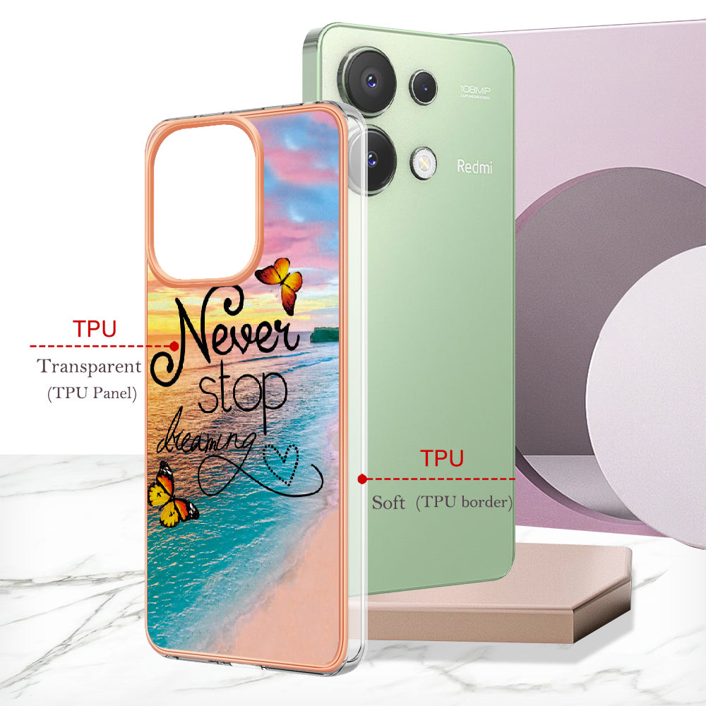 YB IMD Series-1 For Xiaomi Redmi Note 13 4G Case Electroplated Protective TPU Phone Cover - Never Stop Dreaming