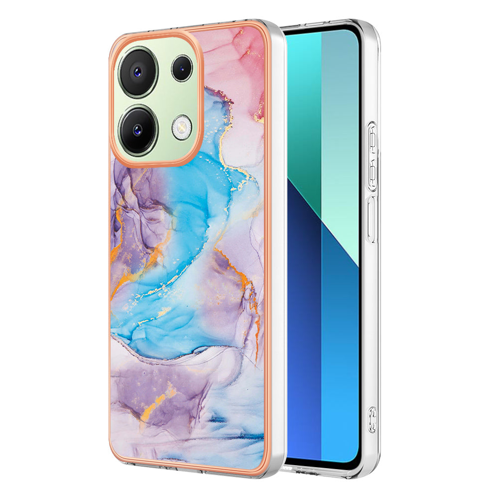 YB IMD Series-1 For Xiaomi Redmi Note 13 4G Case Electroplated Protective TPU Phone Cover - Milky Way Marble Blue